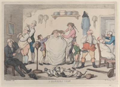 Una bottega da barbiere, 1811 da Thomas Rowlandson