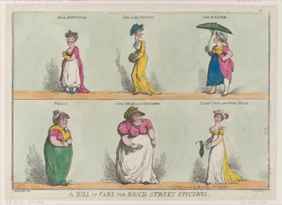 Un menù per gli epicurei di Bond Street!! da Thomas Rowlandson