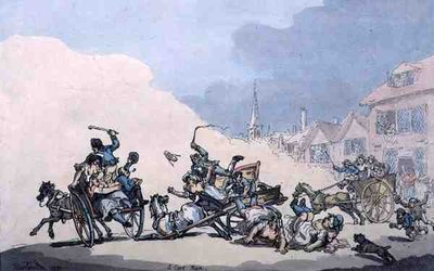 Una Gara di Carri, pub. da William Holland da Thomas Rowlandson