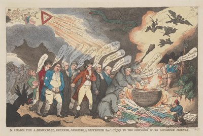 “Un incantesimo per la democrazia”, recensito, analizzato e smontato l’11 gennaio 1799, con grande sconcerto dei suoi sostenitori da Thomas Rowlandson