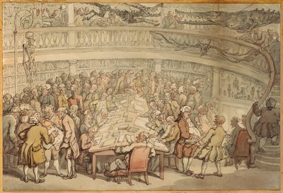Una conversazione alla "Surgeons Hall", Old Bailey, Londra da Thomas Rowlandson