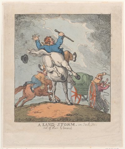Una tempesta di terra, o Jack Tars fuori dal loro elemento, 1790-1815 da Thomas Rowlandson