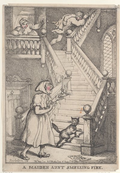 Una zia nubile che sente odore di fuoco da Thomas Rowlandson