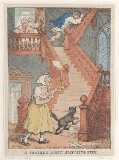 Una zia nubile che sente odore di fuoco da Thomas Rowlandson