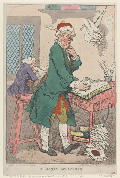 Un scrivano di denaro da Thomas Rowlandson