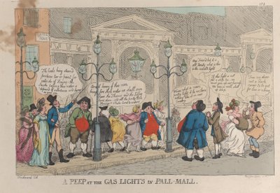 Uno sguardo alle luci a gas in Pall-Mall da Thomas Rowlandson