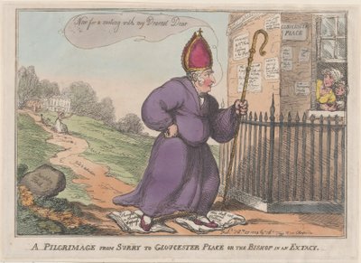 Un pellegrinaggio da Surry a Gloucester Place o il vescovo in estasi da Thomas Rowlandson