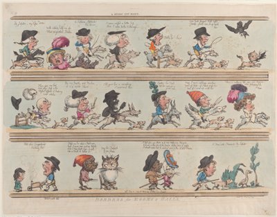 Caccia al gatto pigmeo, Bordi per stanze e saloni, Tavola 9 da Thomas Rowlandson