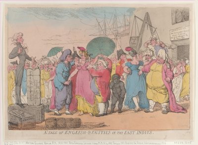 Una vendita di bellezze inglesi nelle Indie orientali, ristampa da Thomas Rowlandson