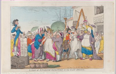 Vendita di bellezze inglesi nelle Indie Orientali, [10 maggio 1811], ristampa da Thomas Rowlandson