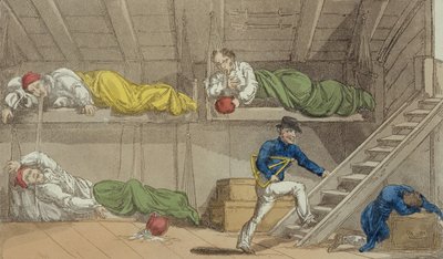 Una scena nel Canale, da Il Gran Maestro, o Avventure di Qui Hi? in Hindostan. Un poema Hudibras in otto canti di Quiz, di William Combe (1741-1823) pubblicato da Thomas Tegg, Londra, 1815 da Thomas Rowlandson