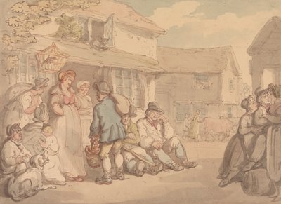 Scena di villaggio con contadini che riposano da Thomas Rowlandson