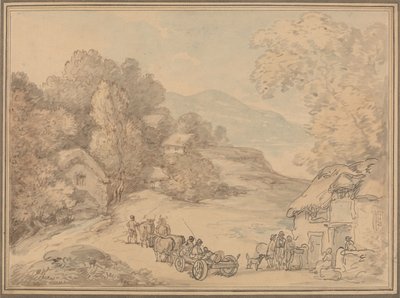 Un villaggio immerso in un paesaggio collinare da Thomas Rowlandson