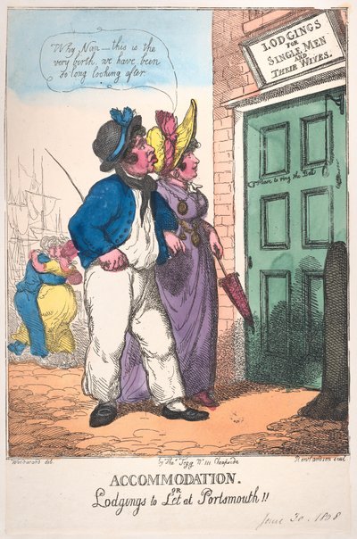 Alloggio, o appartamenti da affittare a Portsmouth!! da Thomas Rowlandson