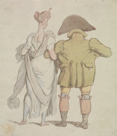 Un cervo anziano che cammina con una signora da Thomas Rowlandson