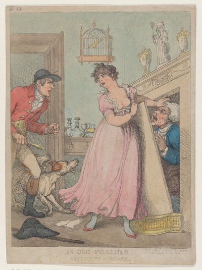 Un vecchio bracconiere catturato in una trappola, 18 luglio 1805 da Thomas Rowlandson