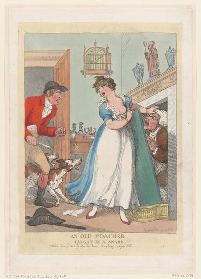 Un vecchio bracconiere catturato in una trappola, 19 giugno 1823 da Thomas Rowlandson