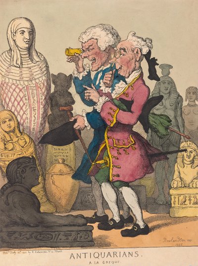 Antiquari alla greca, pub. 1805 (incisione colorata a mano) da Thomas Rowlandson