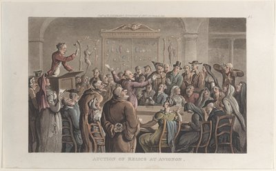Asta di Reliquie ad Avignone, dal Journal of Sentimental Travels in the Southern Provinces da Thomas Rowlandson