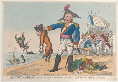 Blucher il coraggioso che estrae il gemito di abdicazione dal segugio corso..., 9 aprile 1814 da Thomas Rowlandson