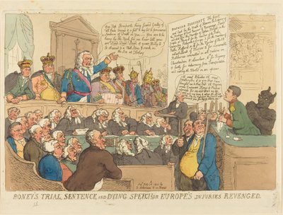 Il processo, la sentenza e il discorso di morte di Boney da Thomas Rowlandson