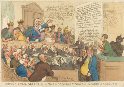 Il processo, la sentenza e il discorso di morte di Boney da Thomas Rowlandson
