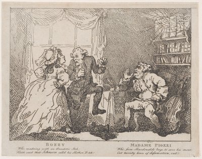 Frontespizio di Bozzy e Madame Piozzi, Bozzy e Piozzi di Peter Pindar da Thomas Rowlandson