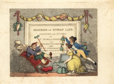 Pagina del titolo calligrafica con vignetta dello Scheletro della Morte da Thomas Rowlandson