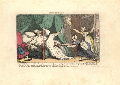 Cameriera che tira la gamba di legno di un ospite addormentato da Thomas Rowlandson