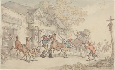 Cambio di cavalli in una stazione di posta in Francia da Thomas Rowlandson