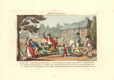 Bambini che giocano su carretti tagliando un vialetto appena rullato da Thomas Rowlandson