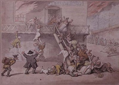 Il Teatro di Cockburn in Fiamme da Thomas Rowlandson