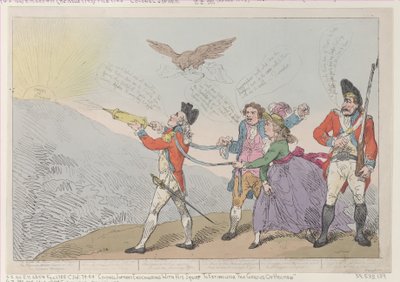 Col. Topham che cerca con il suo spruzzatore di spegnere il genio di Holman, 5 ottobre 1785 da Thomas Rowlandson