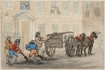 Raccolta del letame notturno, pub. 1788 da Thomas Rowlandson