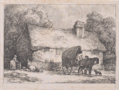 Cottage con carro e maiali, 1783-89 da Thomas Rowlandson