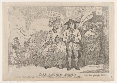 Affari di Lanterna Scura, o, Mrs. Hob e Nob in una Campagna Notturna con un Amico Intimo da Thomas Rowlandson