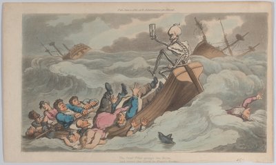 La Morte Diventata Pilota da The English Dance of Death, vol. II, pl. 9, 1 giugno 1815 da Thomas Rowlandson