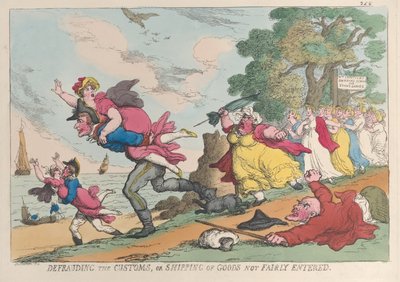 Frode doganale, o spedizione delle merci non dichiarate correttamente da Thomas Rowlandson