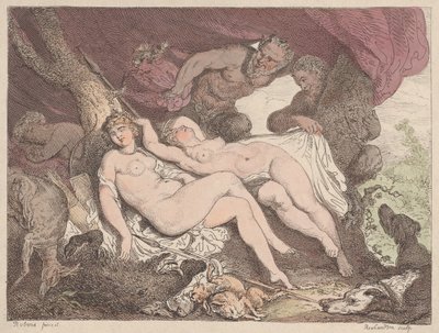 Diana e le sue ninfe spiate dai satiri, 1790-1799 da Thomas Rowlandson