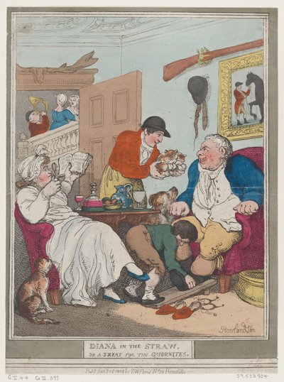Diana nella paglia, o un trattamento per i Quorniti, 1 gennaio 1804 da Thomas Rowlandson