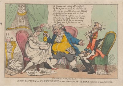 Scioglimento della società, o la laboriosa signora Clarke che chiude i suoi conti... da Thomas Rowlandson