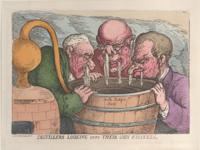 Distillatori che guardano nei loro affari, 10 ottobre 1811 da Thomas Rowlandson