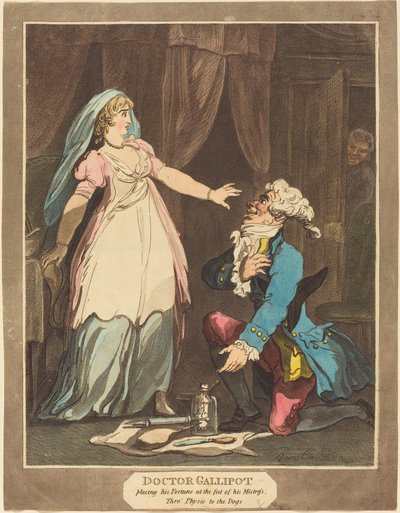 Il dottor Gallipot che pone la sua fortuna ai piedi della sua amante da Thomas Rowlandson