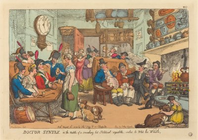 Il dottor Syntax, nel mezzo di una disputa politica accesa, desidera bagnarsi il fischio da Thomas Rowlandson