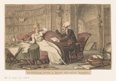 Dottor Syntax con una donna in una biblioteca da Thomas Rowlandson