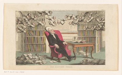 Il dottor Syntax dorme in una biblioteca da Thomas Rowlandson