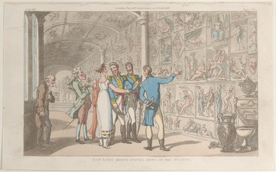Don Luigi incontra Donna Anna nel museo, da Napoli e la Campagna Felice: in..., 1 giugno 1815 da Thomas Rowlandson