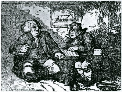 Il Dr. Johnson e James Boswell che si riprendono da una sbornia dopo una notte in città da Thomas Rowlandson