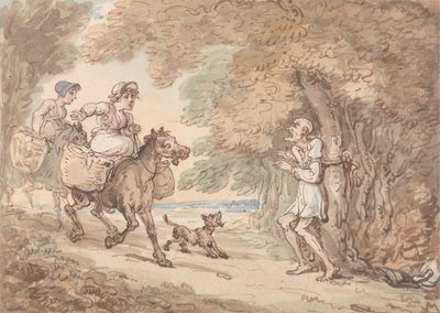 Il dottor Syntax legato a un albero da briganti da Thomas Rowlandson