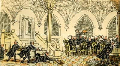 Il dottor Syntax intrattenuto al college da Thomas Rowlandson